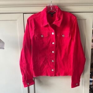 Baccini Red Jean Jacket – Frayed Hem – Size S – NWT